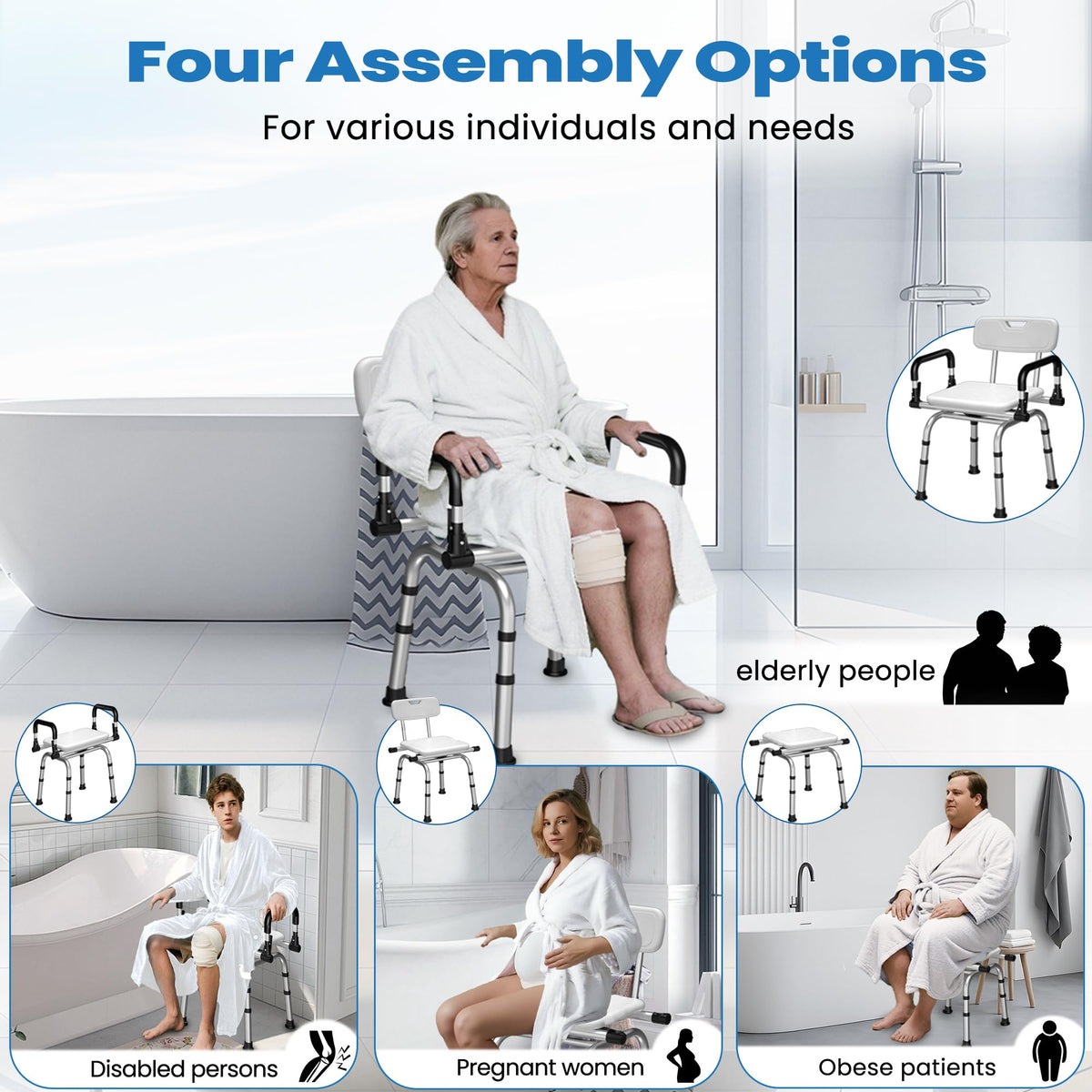 360° Rotating Adjustable Padded Shower Chair A961