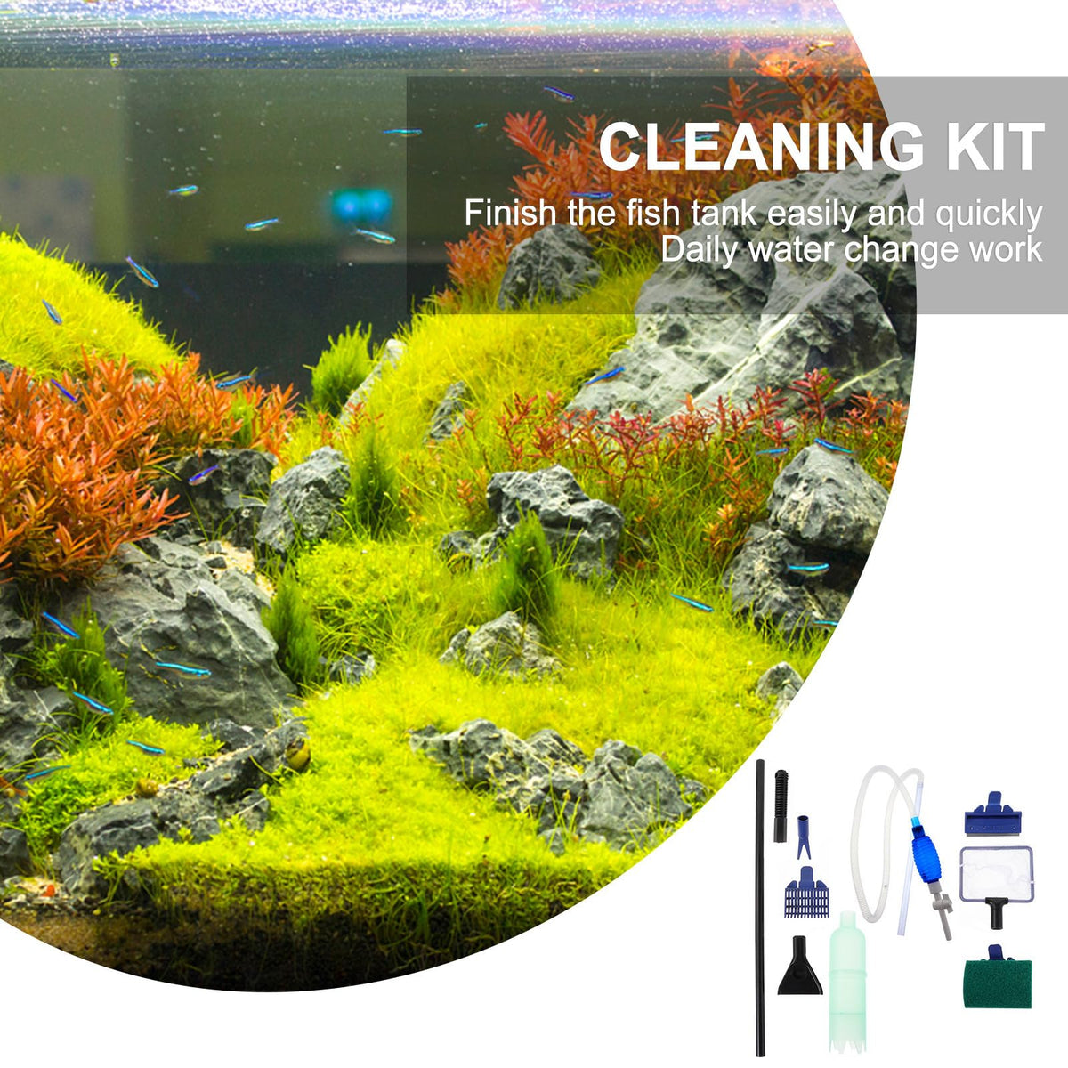 Fish Tank Water Changer Tool with Cleaning Brush Set W715
