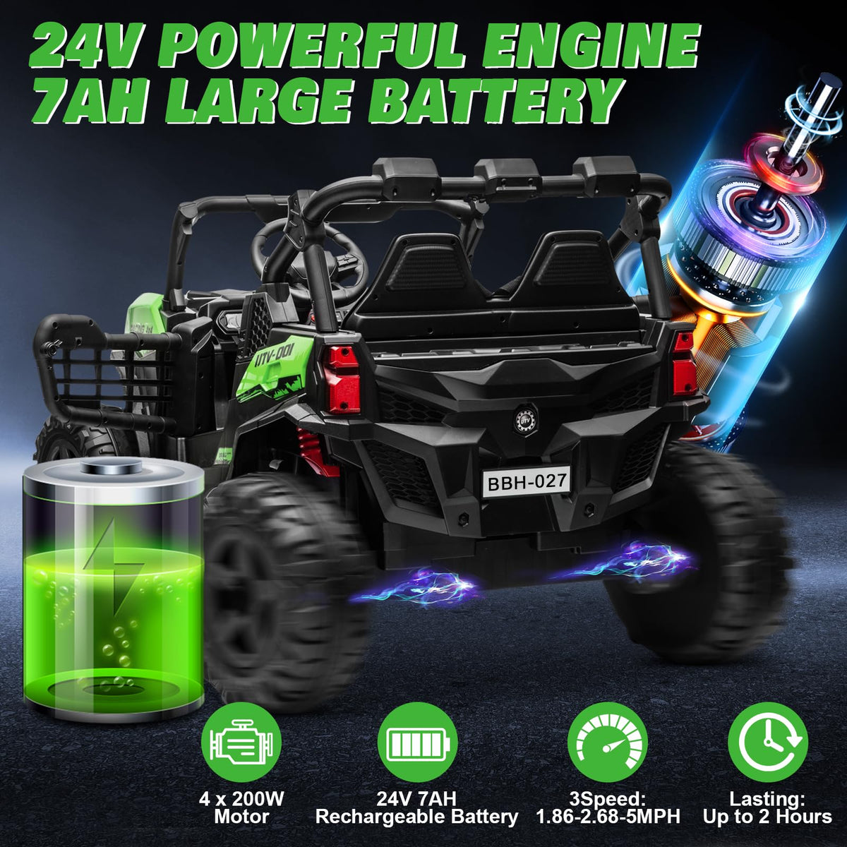 Green 2-Seater Ride On Car Truck I2799