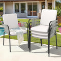 Set of 4 Grey Wicker Outdoor Dining Chairs with Beige Cushion D17066