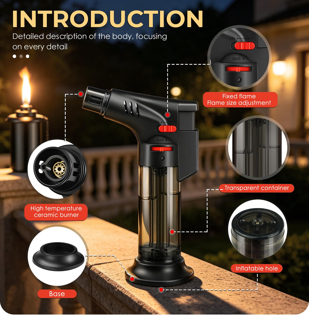 4 Pack 12oz Refillable Torch Canisters with Wicks I3510