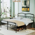 Queen Size Black Metal Platform Bed Frame with Headboard C14947