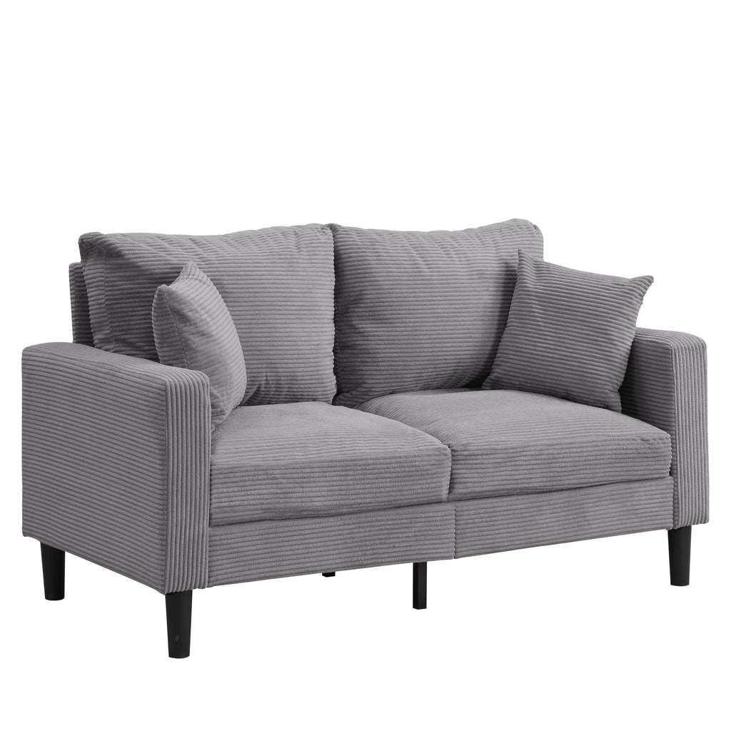 Small Space Saving Light Gray 2-Seat Upholstered Sofa L2113