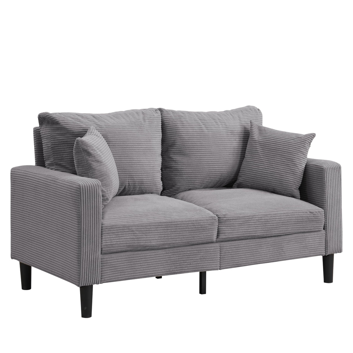 Small Space Saving Light Gray 2-Seat Upholstered Sofa L2113