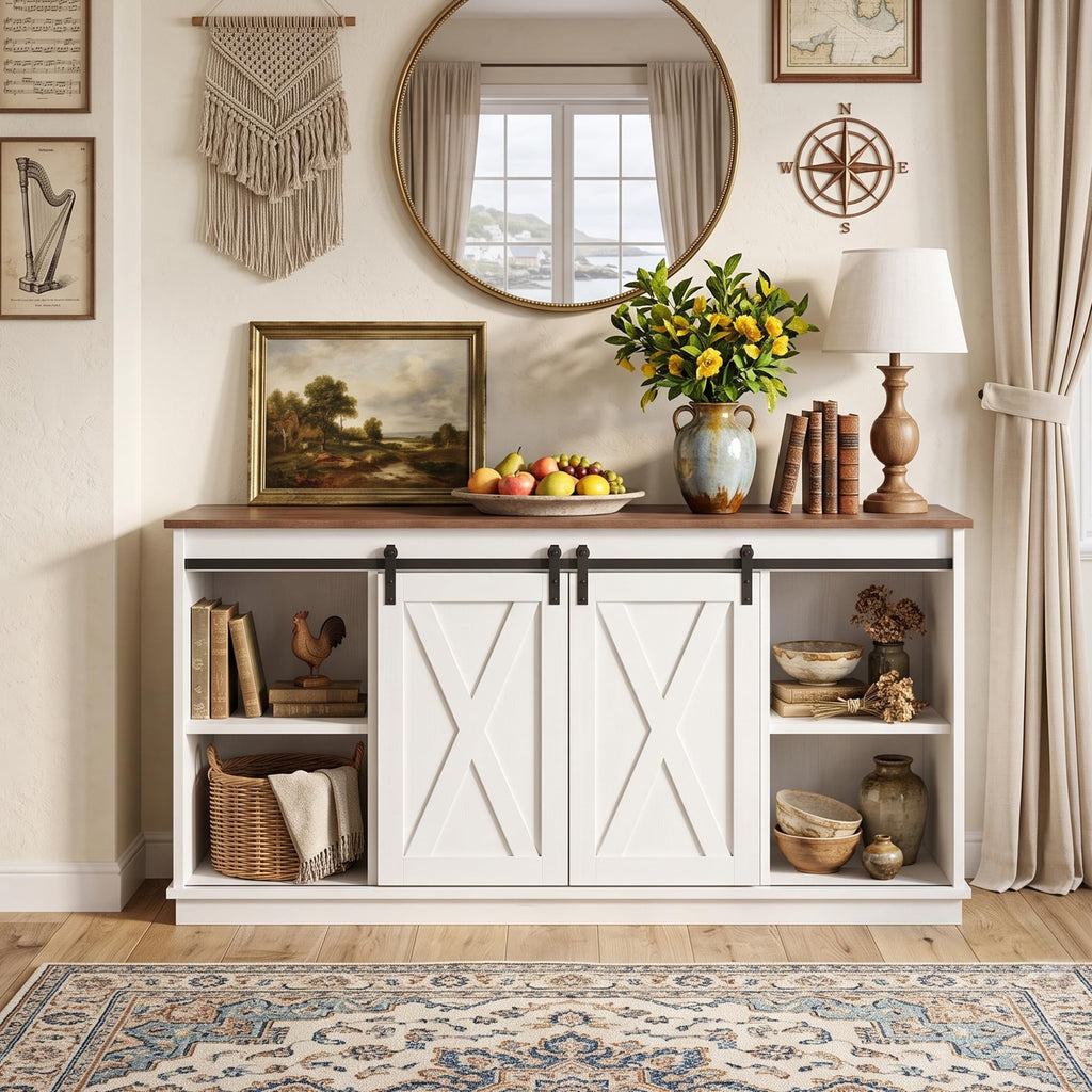 White TV Stand with Storage A7983