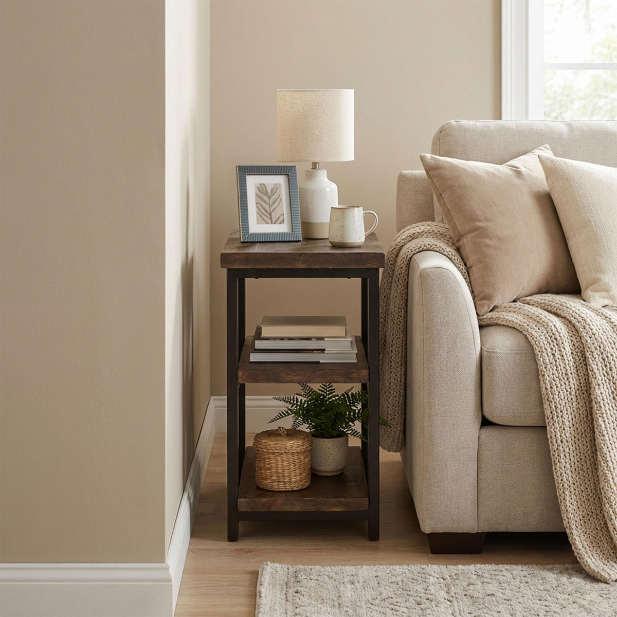 Solid Wood 3-Tier End Table V30606