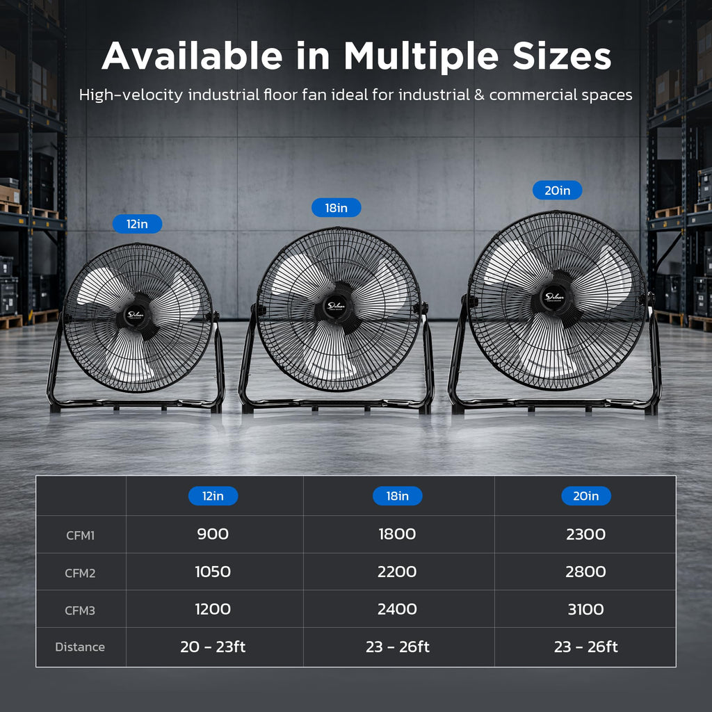 12 Inch 3-Speed Oscillating Metal Floor Fan A6084