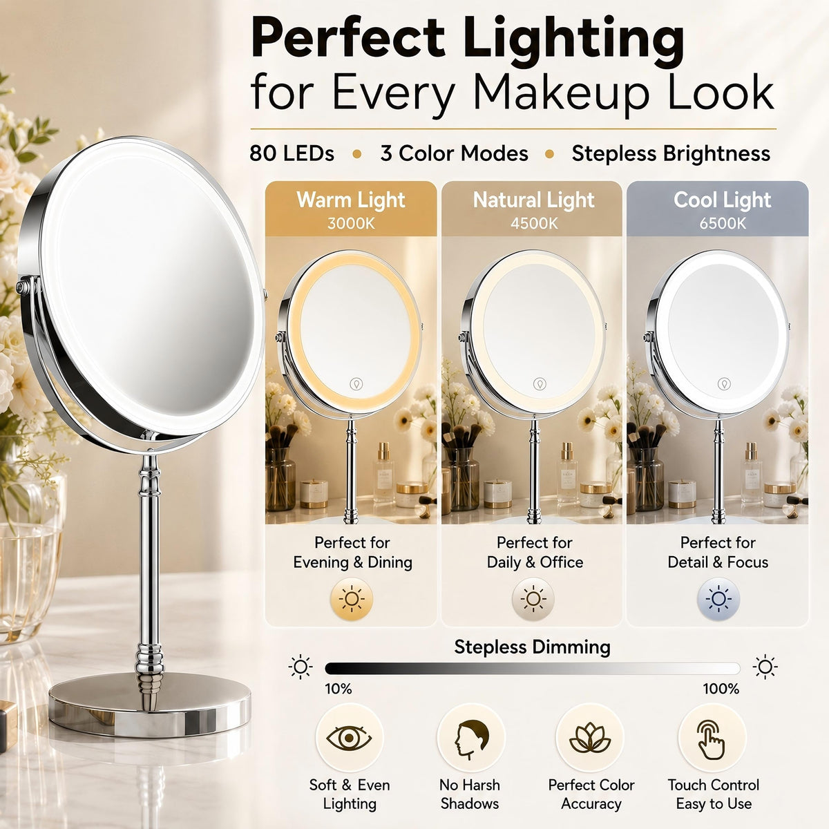 Makeup Mirror with 3 Lights R42897