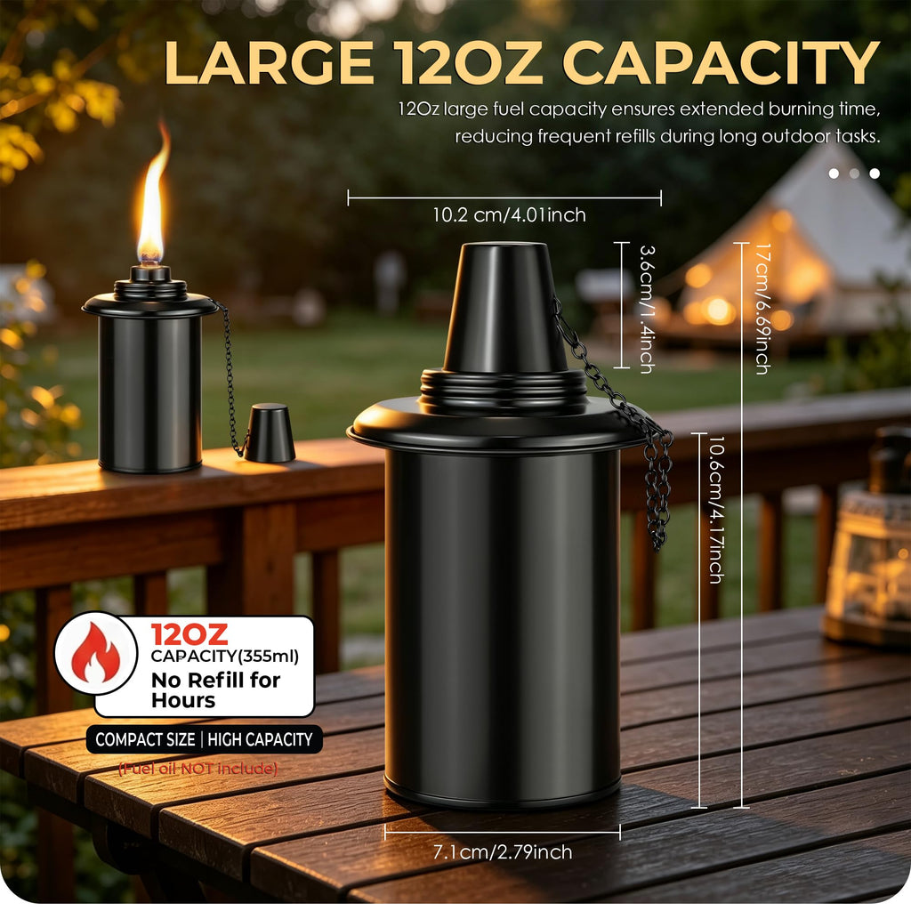 4 Pack 12oz Refillable Torch Canisters with Wicks I3510