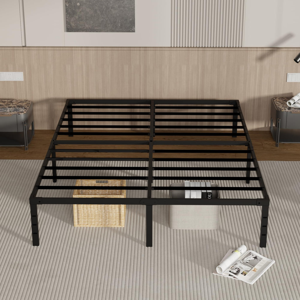 18 Inch Queen Size Metal Platform Bed Frame with Underbed Storage Z451909