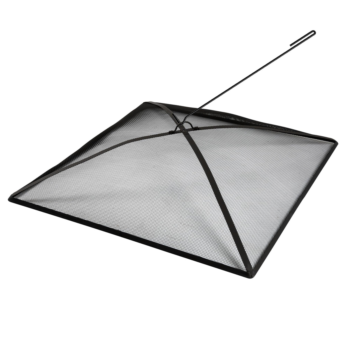 32In Square Heavy Duty Fire Pit Screen Cover with Handle and Poker Black Q9022