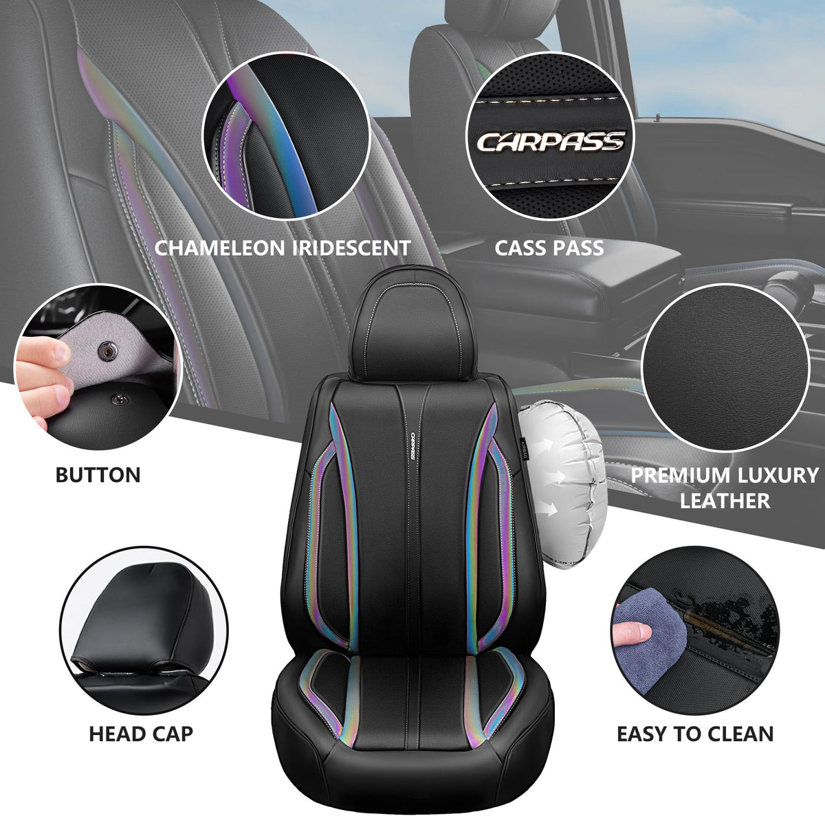 Nappa Leather Car Seat Covers 5 Seats Full Set A404896