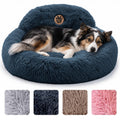 Medium Size Washable Anti-Slip Fluffy Plush Round Dog Bed U672852