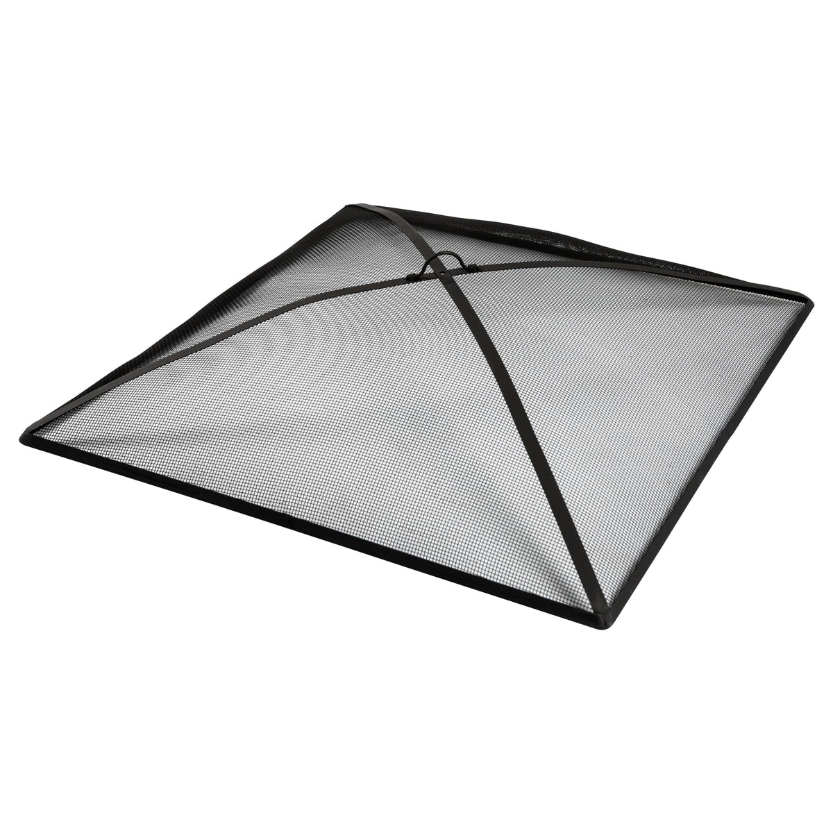32In Square Heavy Duty Fire Pit Screen Cover with Handle and Poker Black Q9022