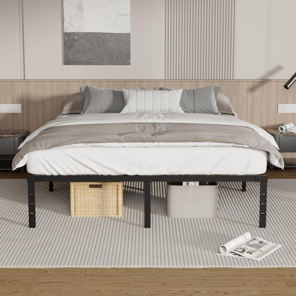 18 Inch Queen Size Metal Platform Bed Frame with Underbed Storage Z451909