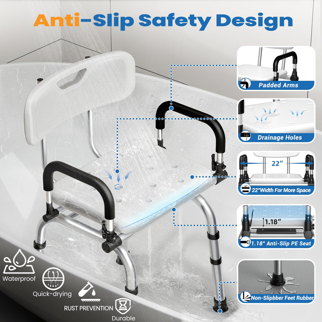 360° Rotating Adjustable Padded Shower Chair A961