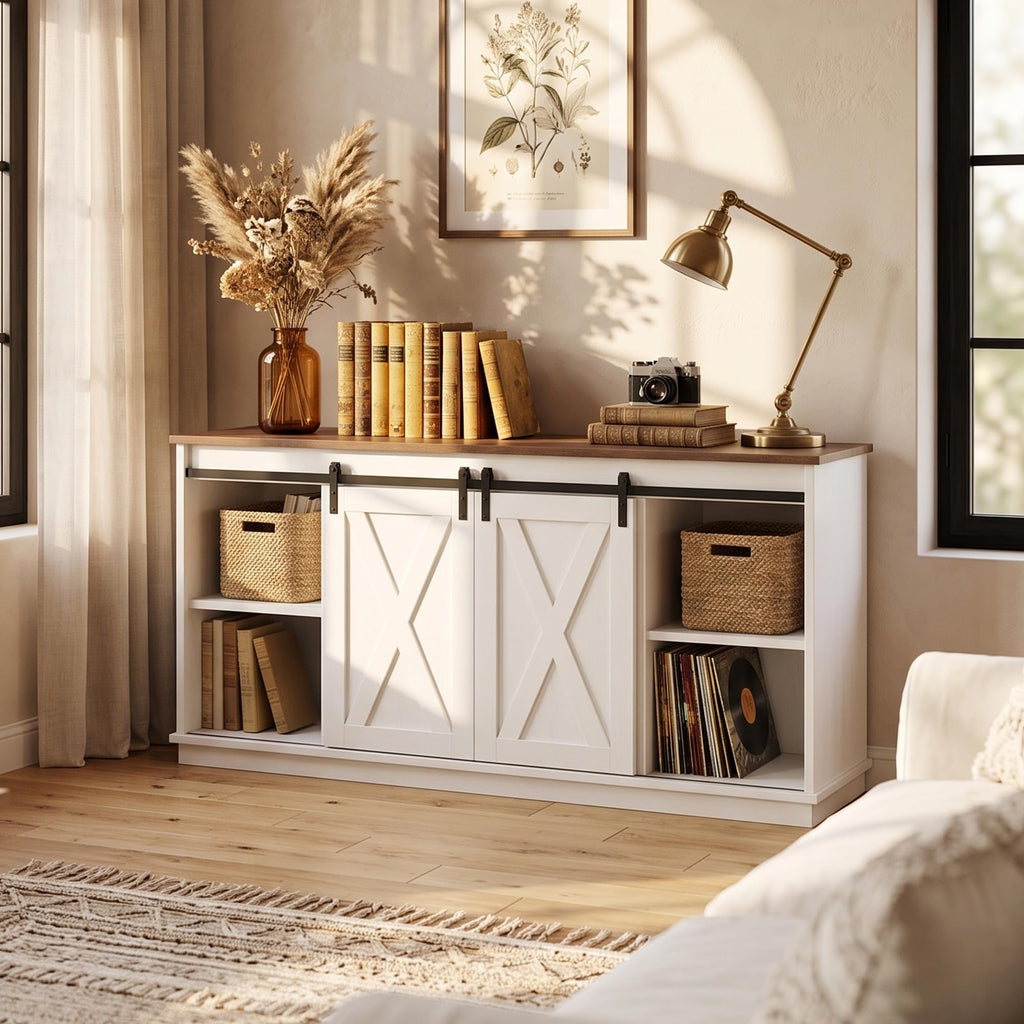 White TV Stand with Storage A7983
