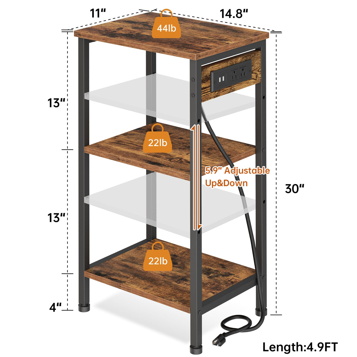 Tall End Table with Charging Station J461