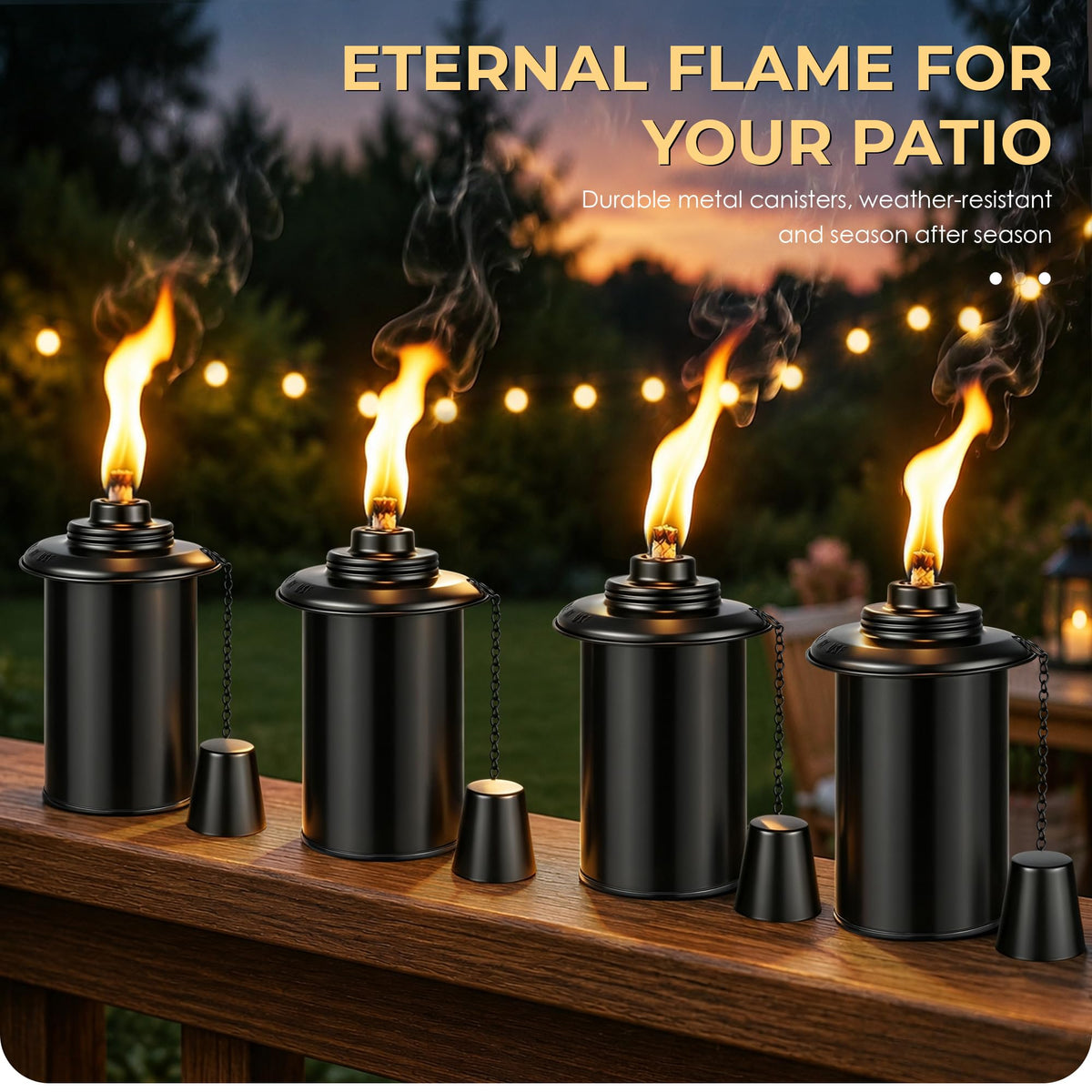 4 Pack 12oz Refillable Torch Canisters with Wicks I3510