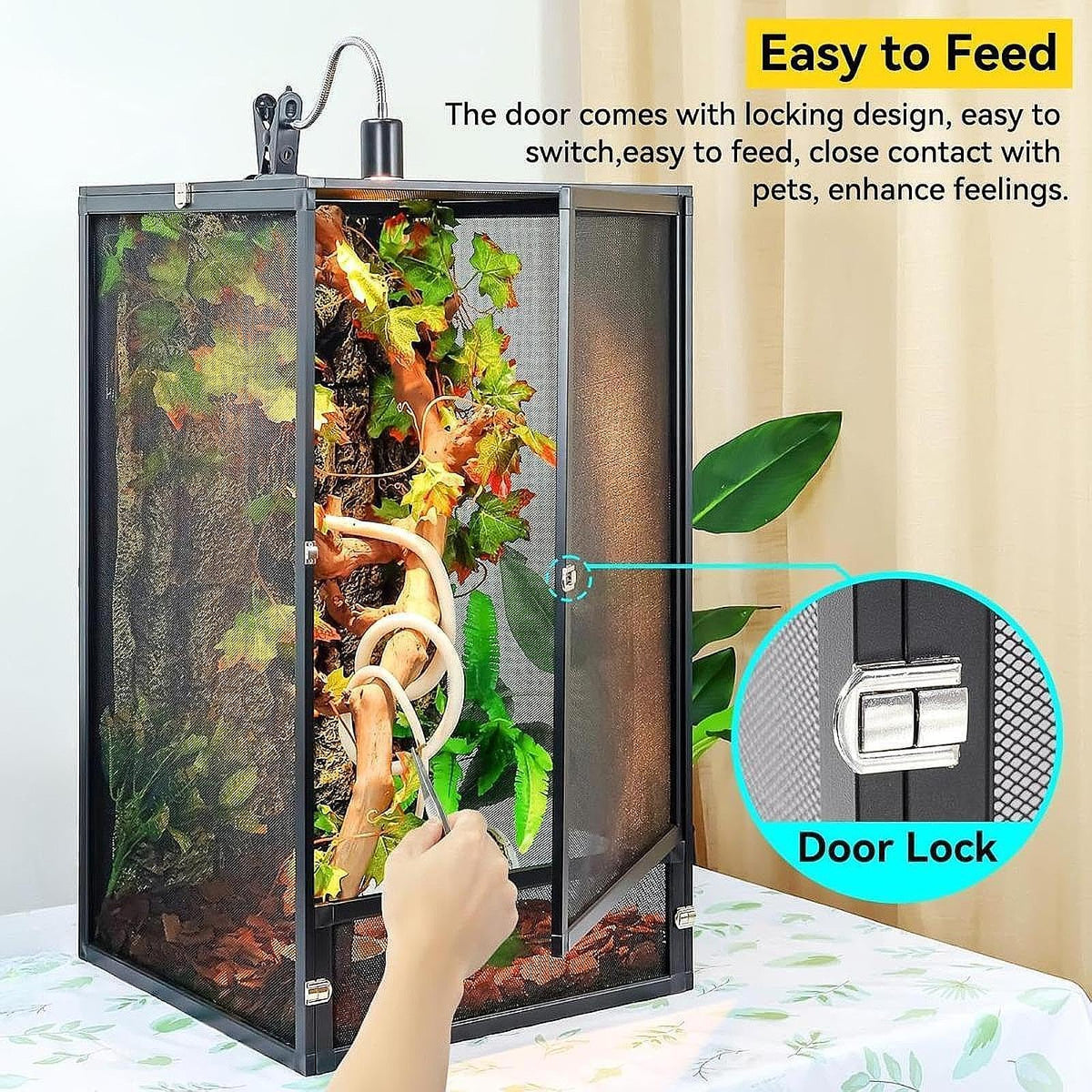Aluminum Reptile Terrarium with Screen 45x45x80cm D529773