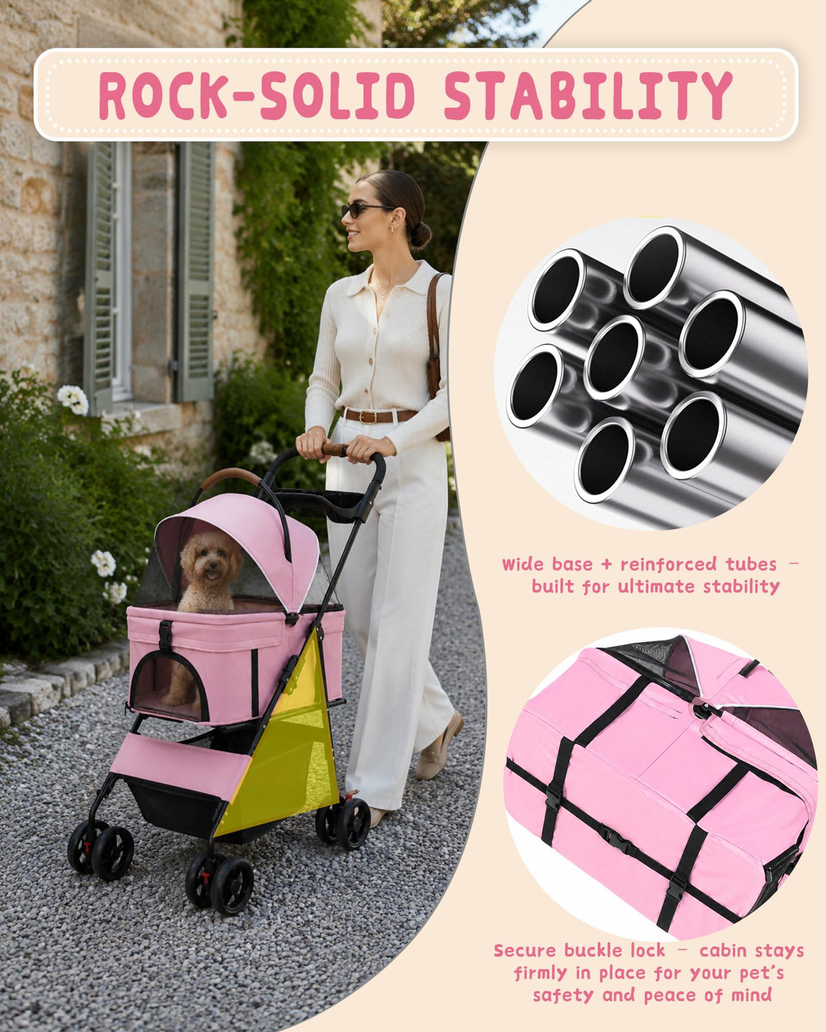 Foldable Pet Stroller with Detachable Carrier K408