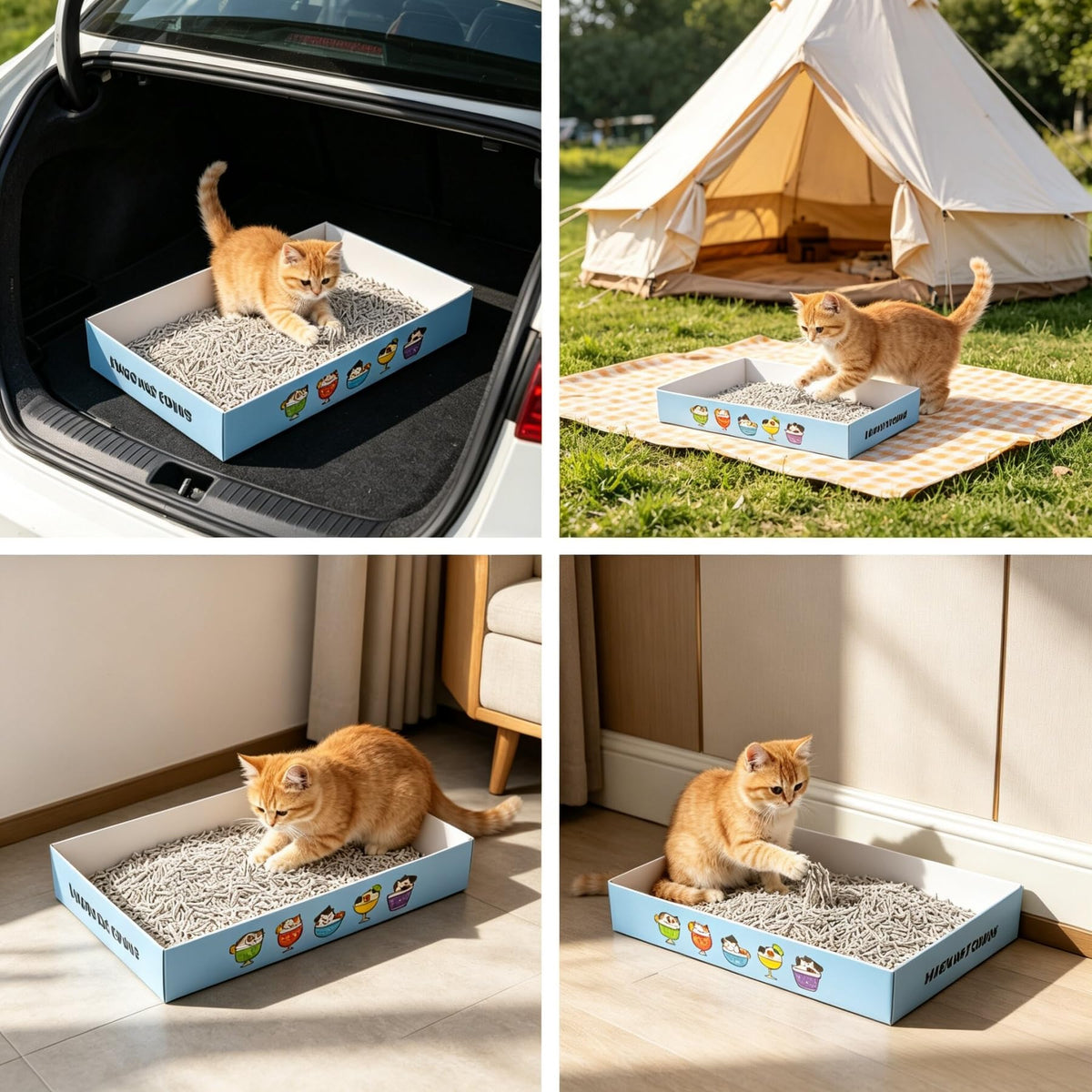 32 Pack Disposable Cat Litter Box with 6 Scoops K6744