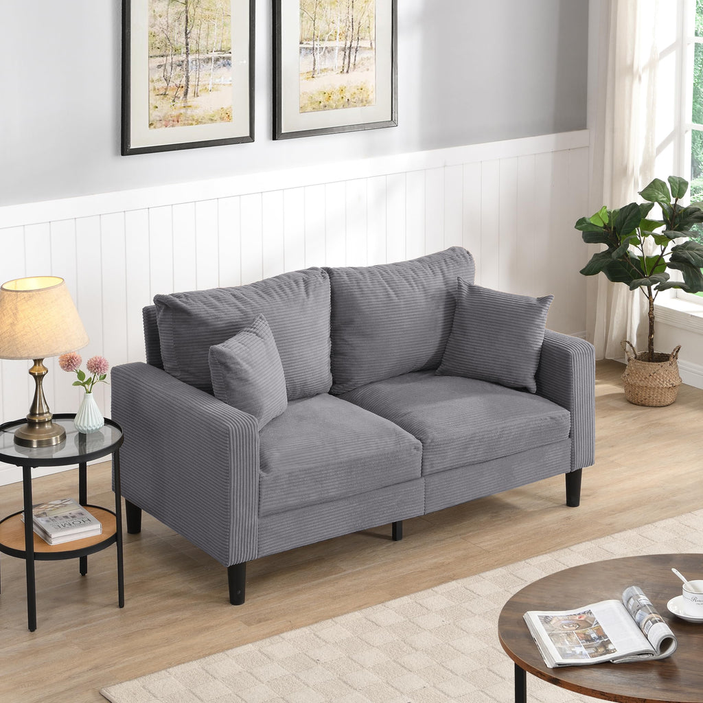 Small Space Saving Light Gray 2-Seat Upholstered Sofa L2113