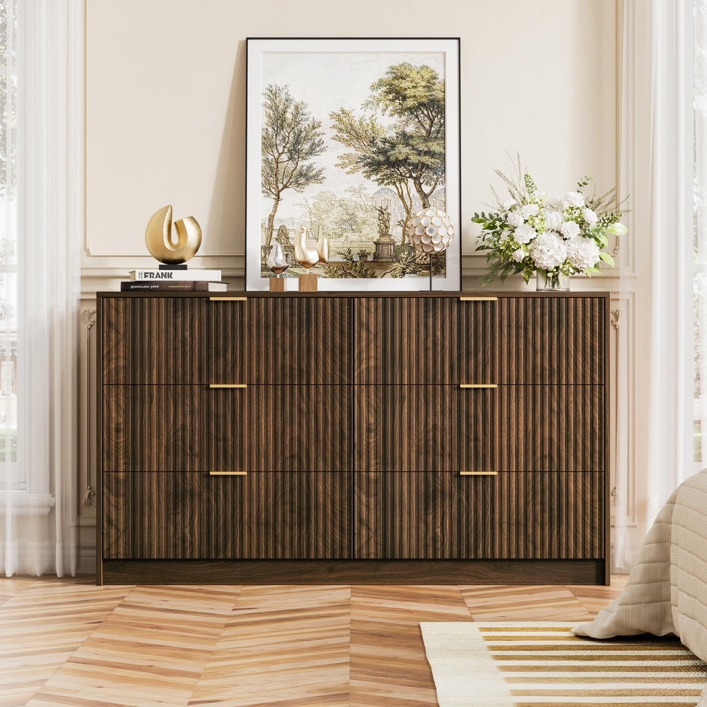 Walnut 6 Drawer Dresser S58828
