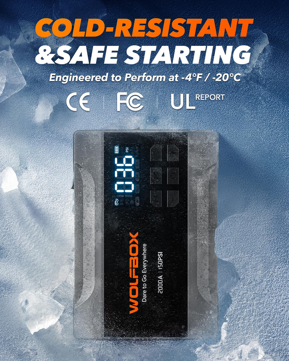 2000A Portable 12V Jump Starter with Air Compressor R223