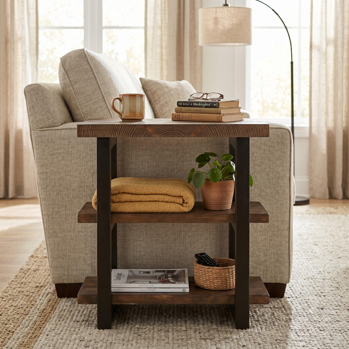 Solid Wood 3-Tier End Table V30606