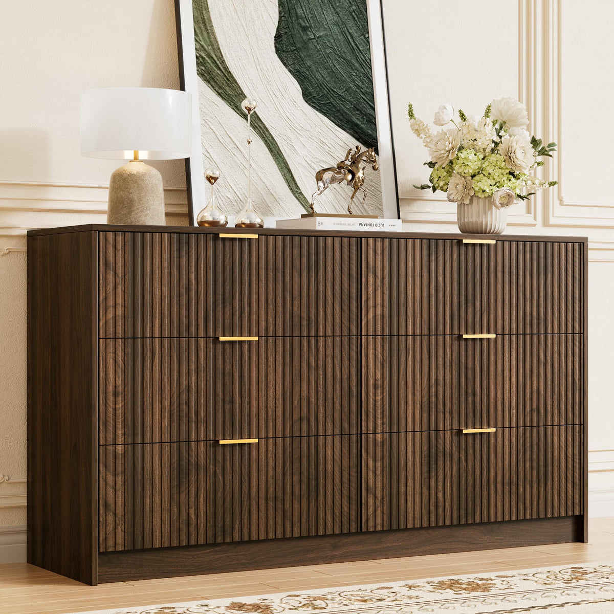 Walnut 6 Drawer Dresser S58828