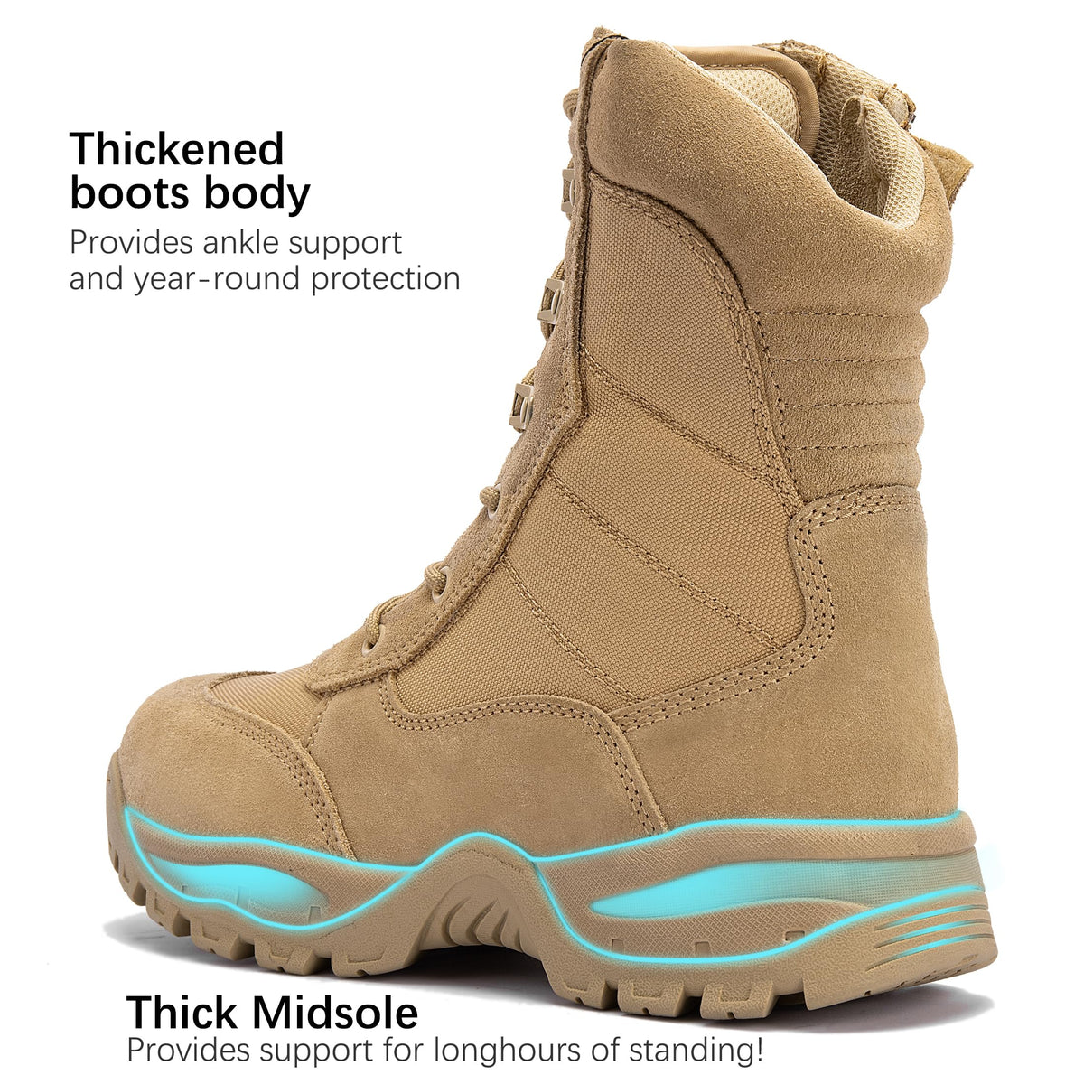 8-Inch Lightweight Tactical Boots with Side Zipper R462626