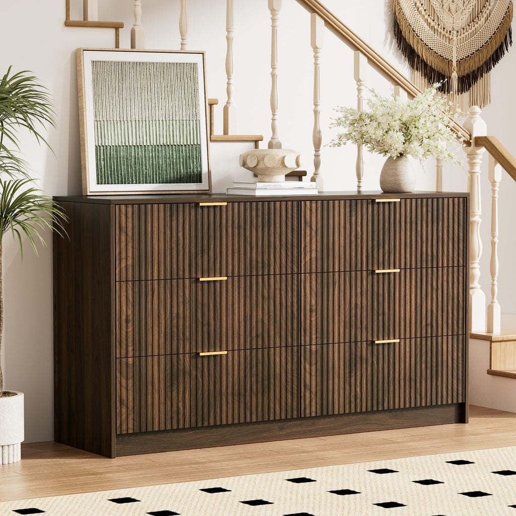 Walnut 6 Drawer Dresser S58828
