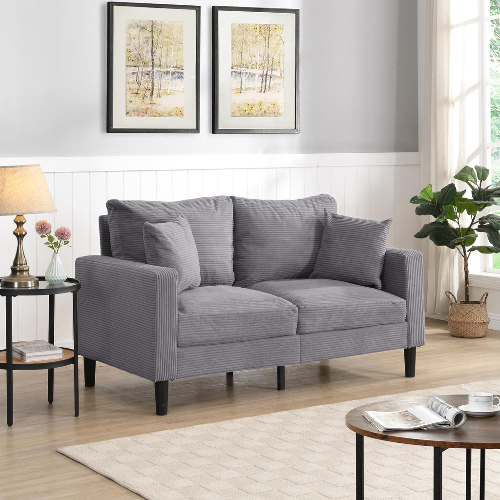 Small Space Saving Light Gray 2-Seat Upholstered Sofa L2113