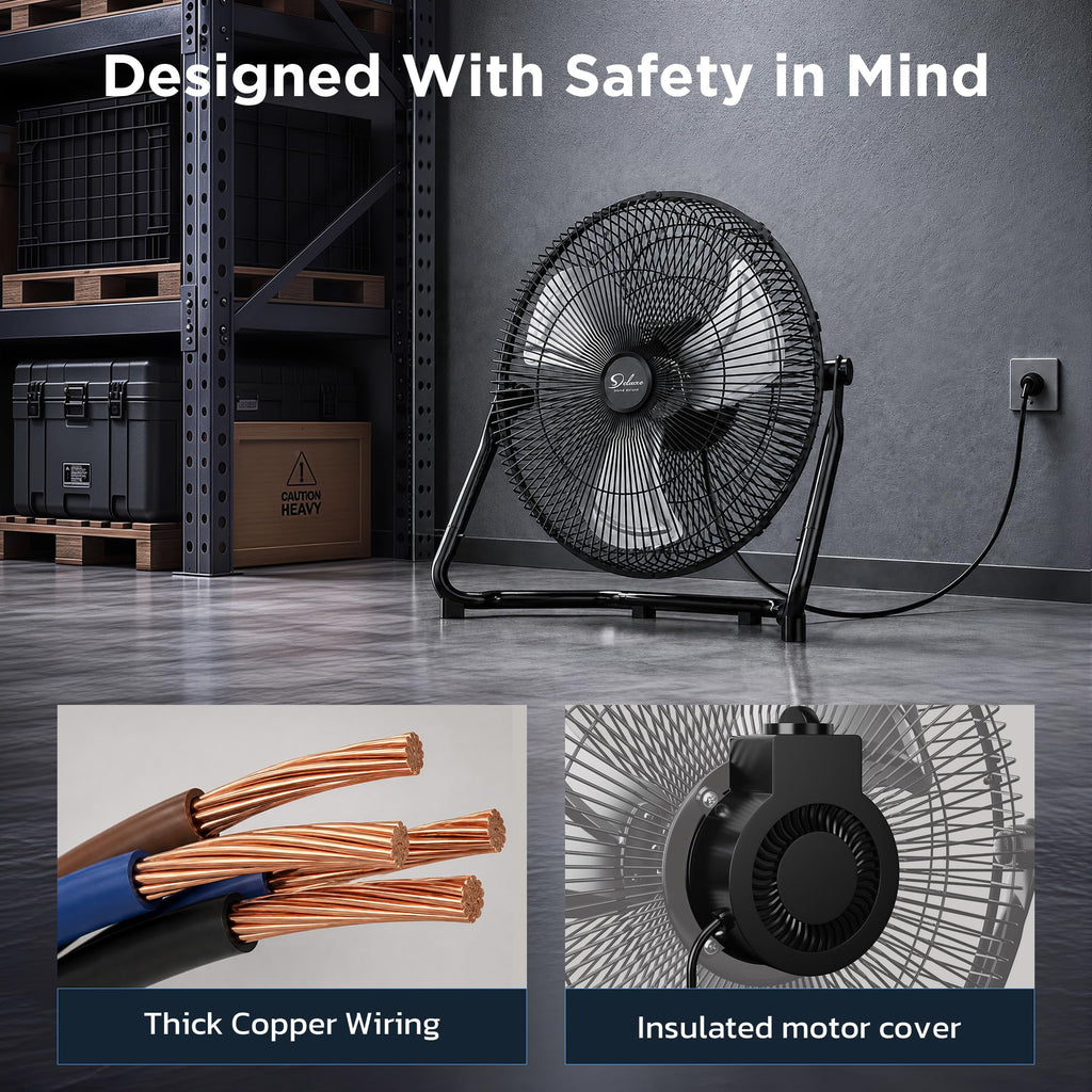 12 Inch 3-Speed Oscillating Metal Floor Fan A6084
