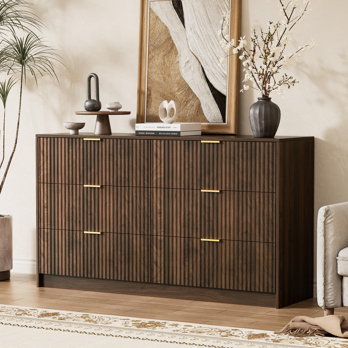 Walnut 6 Drawer Dresser S58828