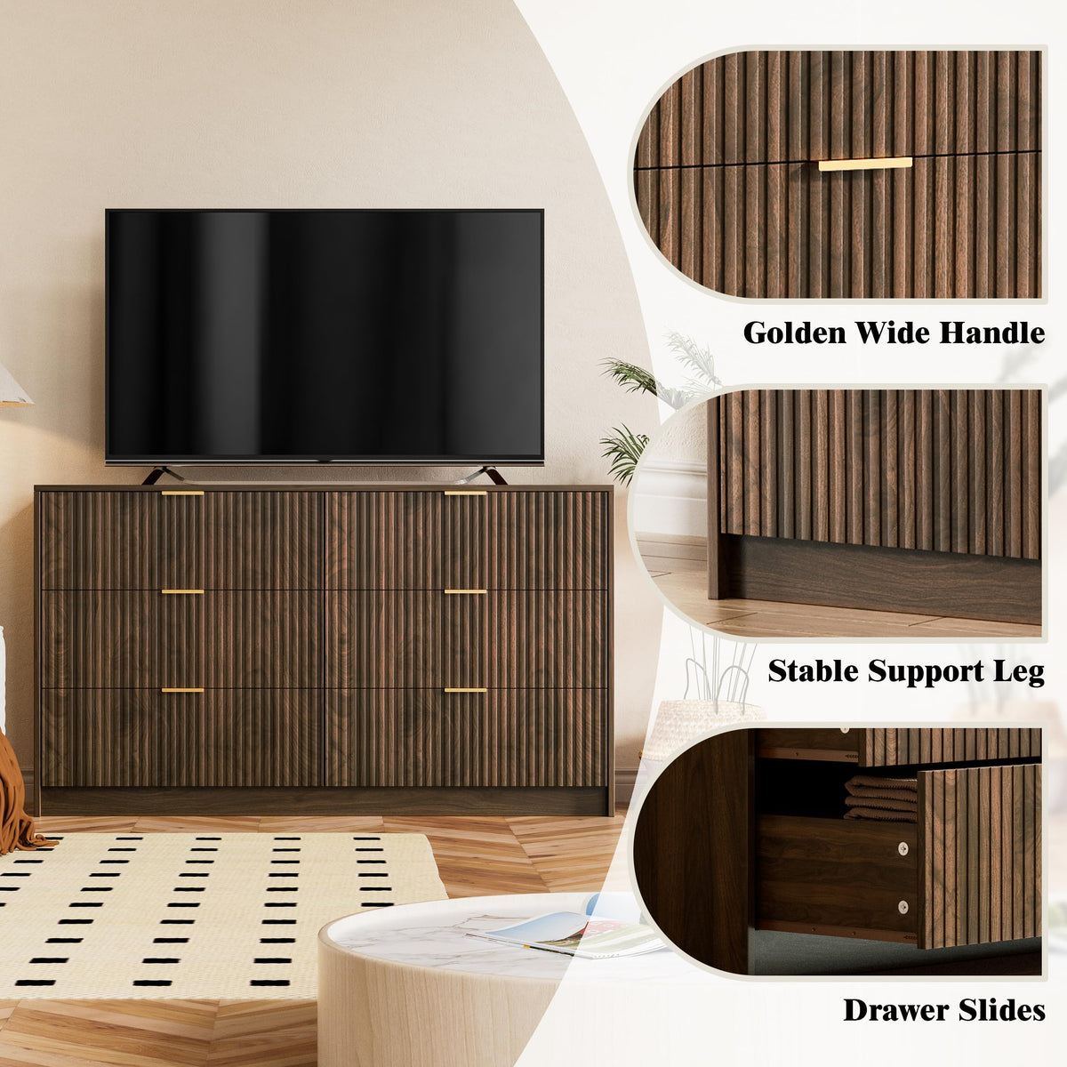 Walnut 6 Drawer Dresser S58828