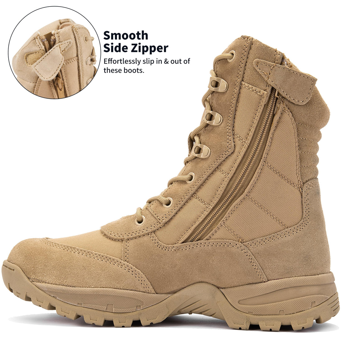 8-Inch Lightweight Tactical Boots with Side Zipper R462626