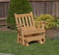 Brown Pressure Treated Outdoor Glider Chair with Cup Holders Q11926