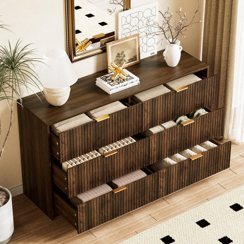 Walnut 6 Drawer Dresser S58828